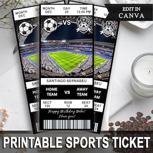 Entrada personalizada de FÚTBOL, Partido de fútbol, Regalo sorpresa, Vale de fútbol, Sorpresa de cumpleaños, Regalo de cumpleaños, Equipo de fútbol, Fútbol