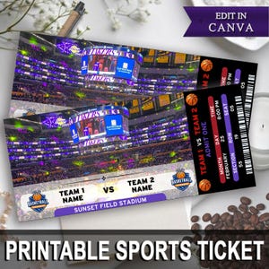 Basketball Game Ticket, Christmas Basketball Ticket, Printable Basketball Ticket, Custom Ticket, Canva Custom Editable DIY Sport Ticket