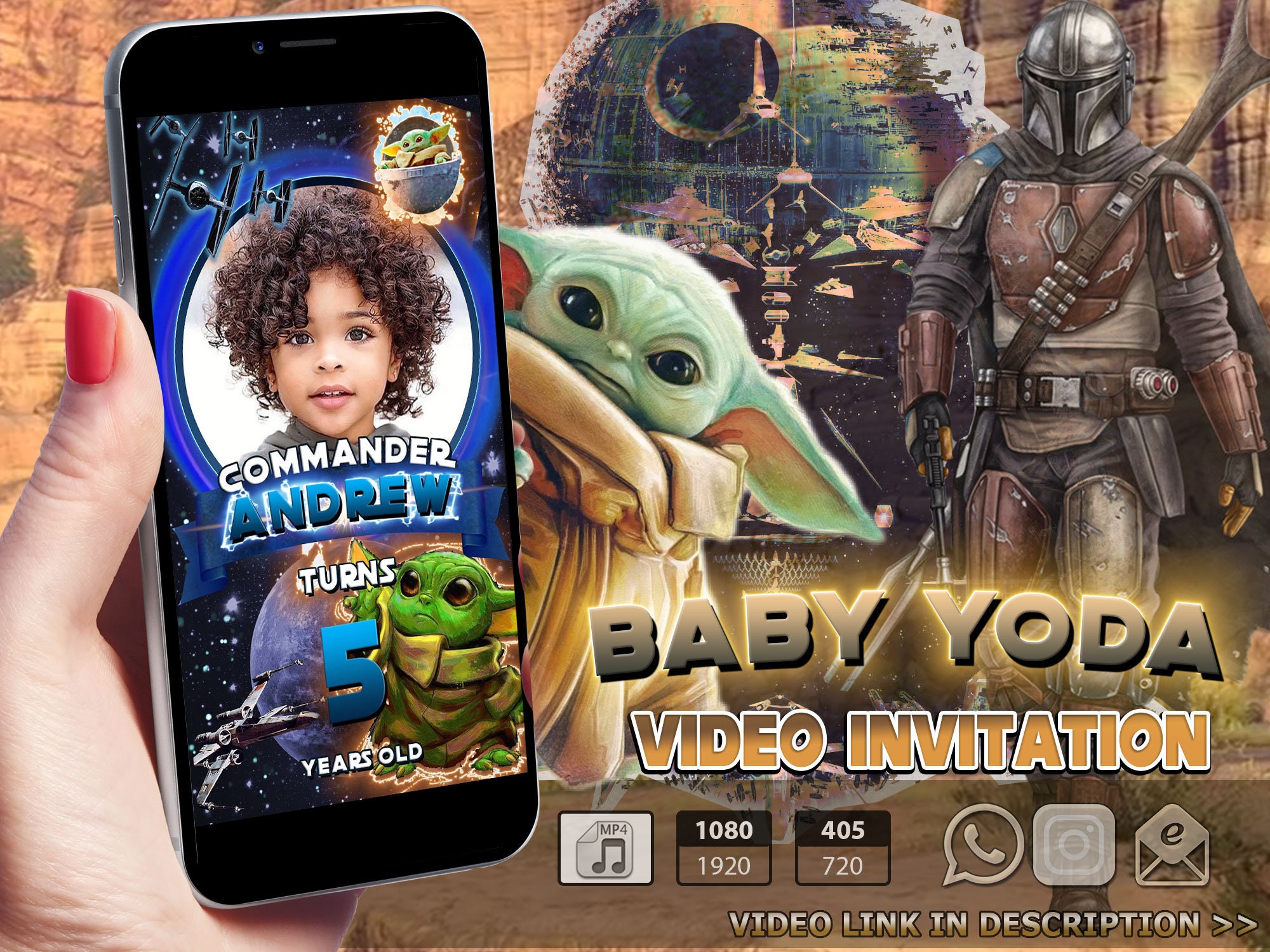 Baby Yoda Birthday Invitation Baby Yoda Party Invite Baby Etsy