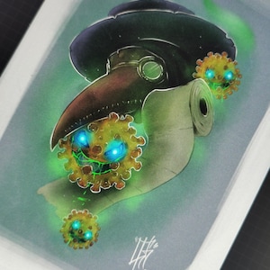 A4 Plague Doctor Print Art Digital Painting Funny Cartoon Artwork Digital Fun Illustration For Wall Decor Unique Design