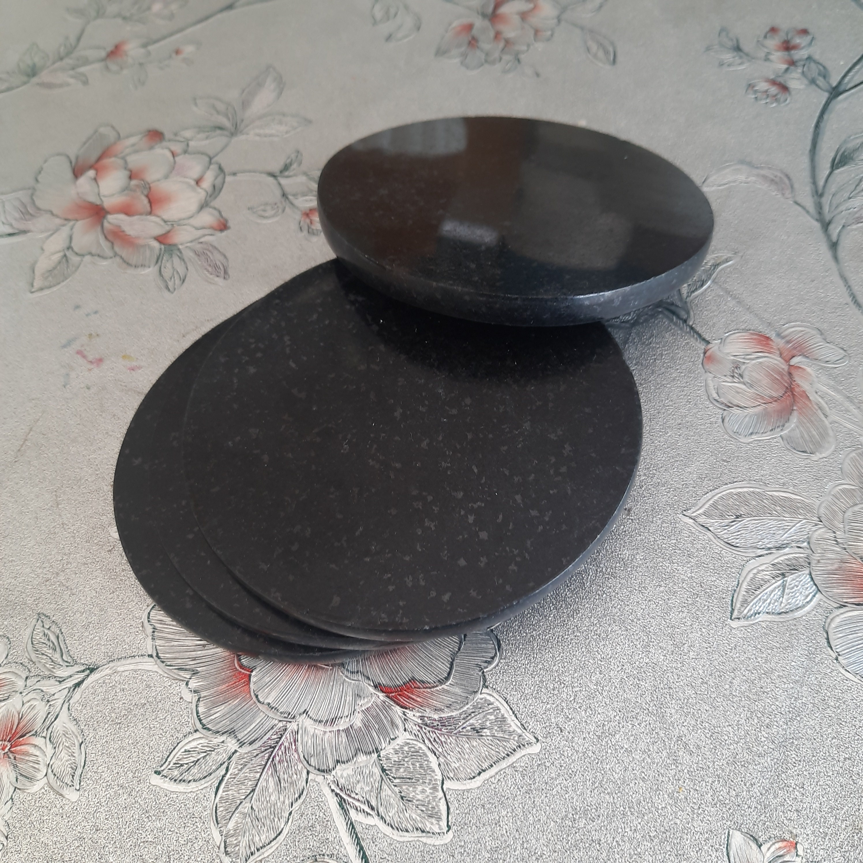 Black Granite Coaster Sets Set of 4 Etsy