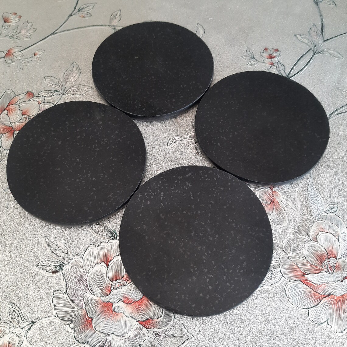 Black Granite Coaster Sets Set of 4 Etsy