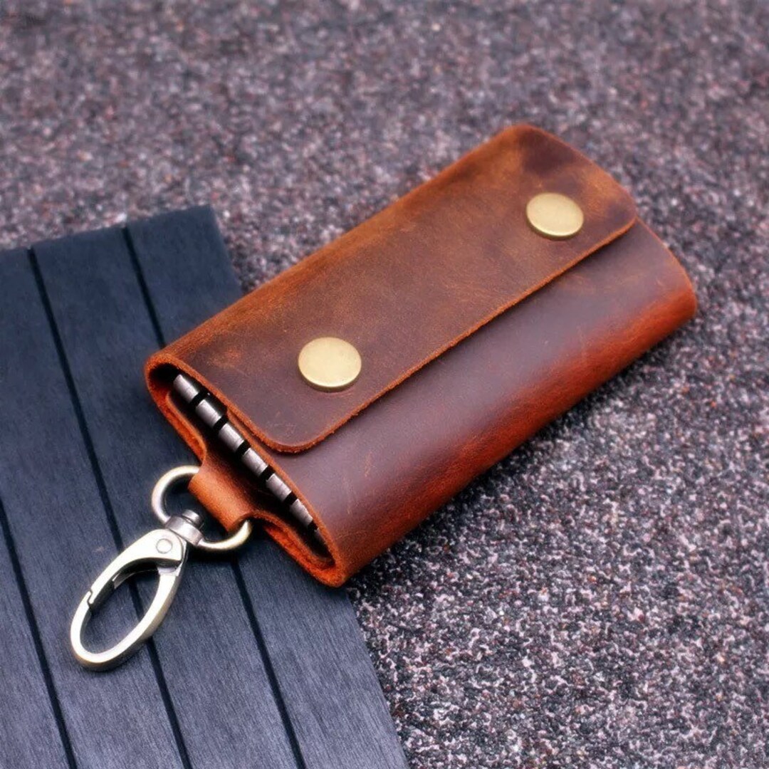 Handmade Genuine Leather Key Wallet Men Holder Keychain Pouch Etsy