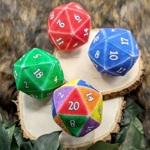 Epic Items D20 Squeaker Toy, Icosahedron Dice, Fetch Toy, Handmade Dog Toy