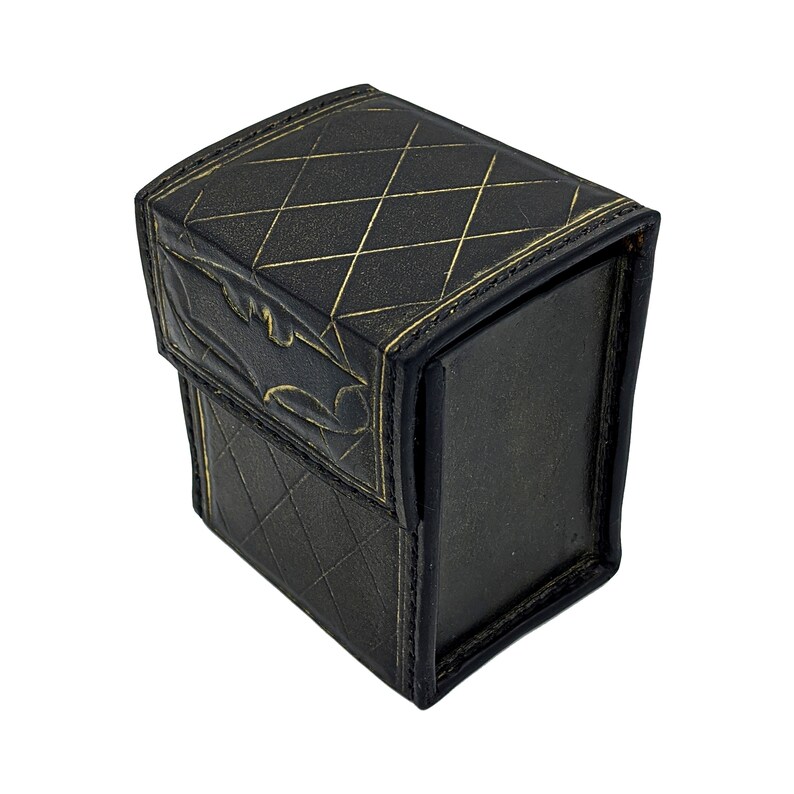 Leather Deck Box 150 Card Capacity Black & Gold Bat Symbol Etsy