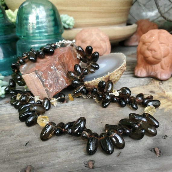 925 Sterling Silver Smoky Quartz Necklace Beaded … - image 4