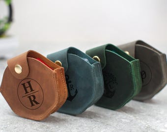 Comfortable Leather Pill Box Holder, Engraved Leather Medicine Organizer, Weekly Pill Box with Custom Case, Unique Health Gift for Parents