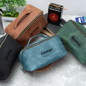 Personalisierte Herren Leder Kulturtasche, benutzerdefinierte Dopp Kit für ihn, Herren Reise Kulturtasche, einzigartige Groomsmen Geschenke, Jubiläumsgeschenk für Männer