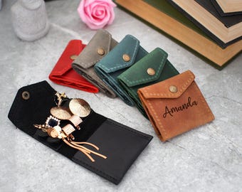 Custom Leather Jewelry Case, Personalized Travel Pouch for Earrings & Rings, Compact Jewelry Organizer with Monogram, Travel Jewelry Storage