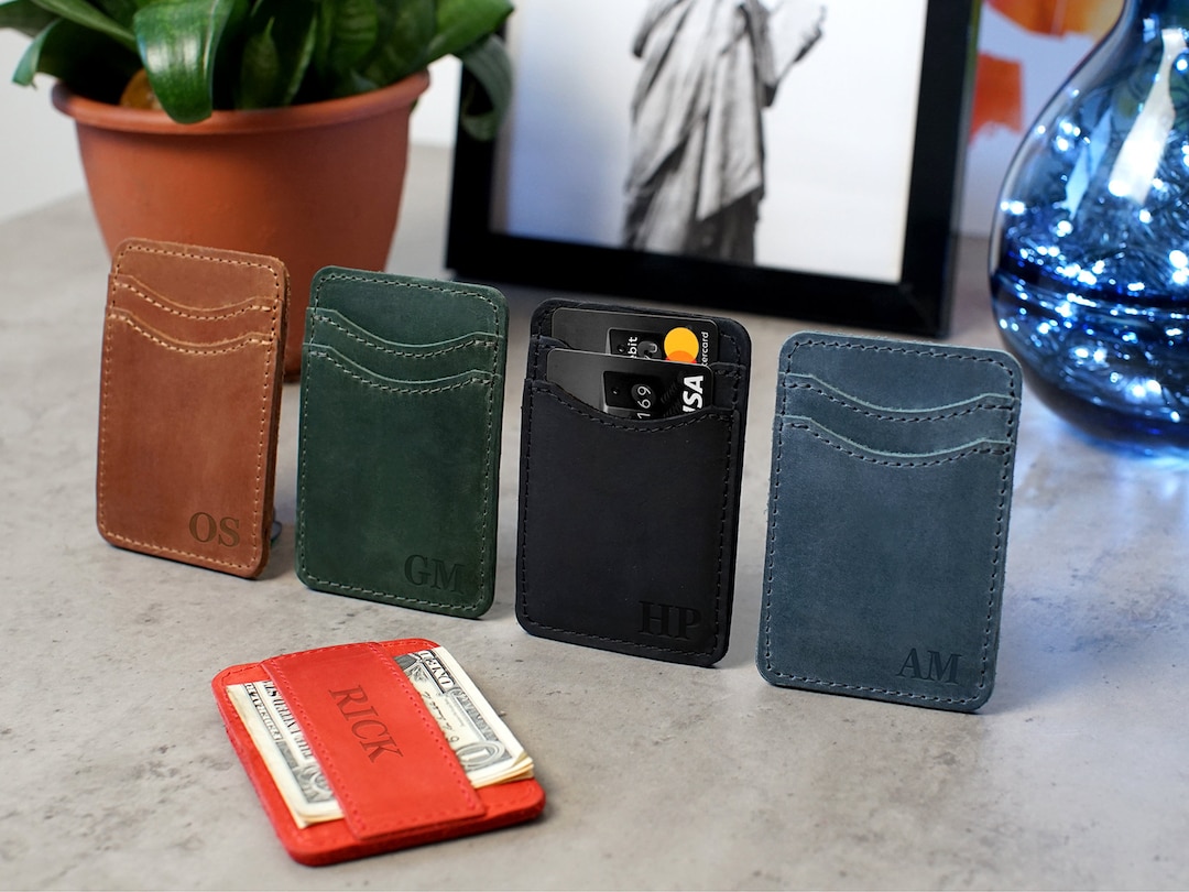Leather Credit Card and Cash Holder Personalized Money Clip - Etsy