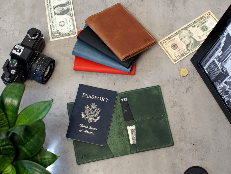 Distressed Leather Passport Holder Personalized Monogrammed Etsy