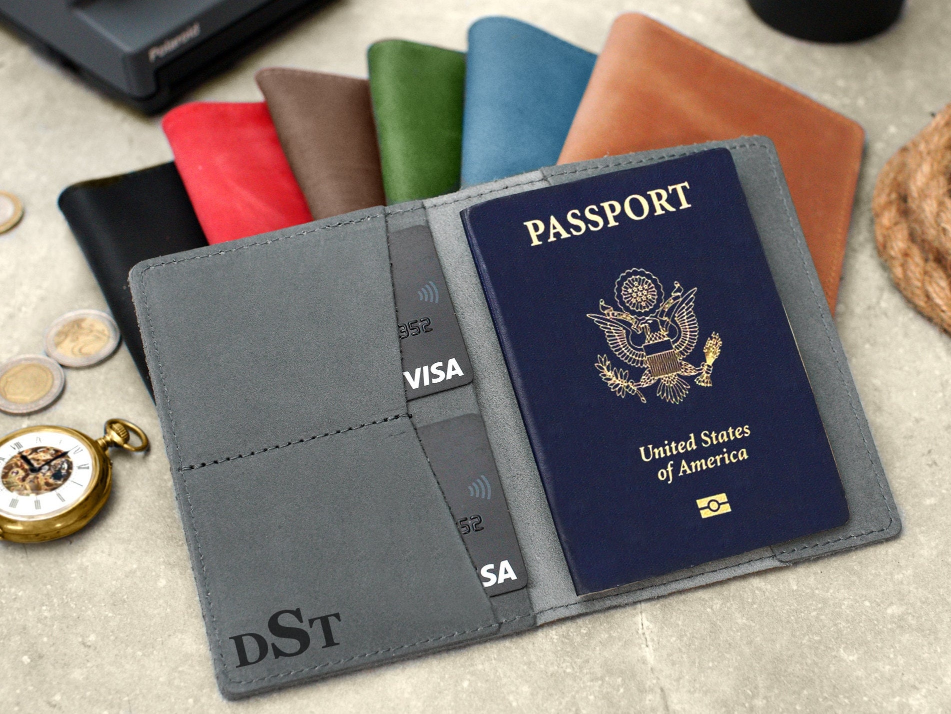 Personalized Passport Holder With Business Card Slot