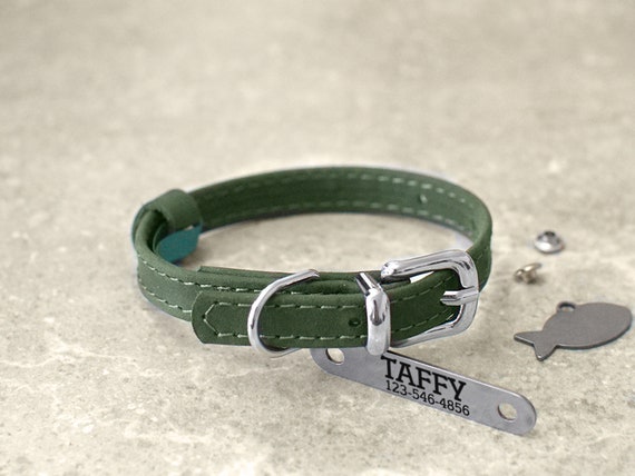 Cat Collar Leather Personalized Pet Collars for Cats Custom Cat Collar With Engraved Nameplate and ID Tag Small Cat Collar for Kitten Etsy Canada