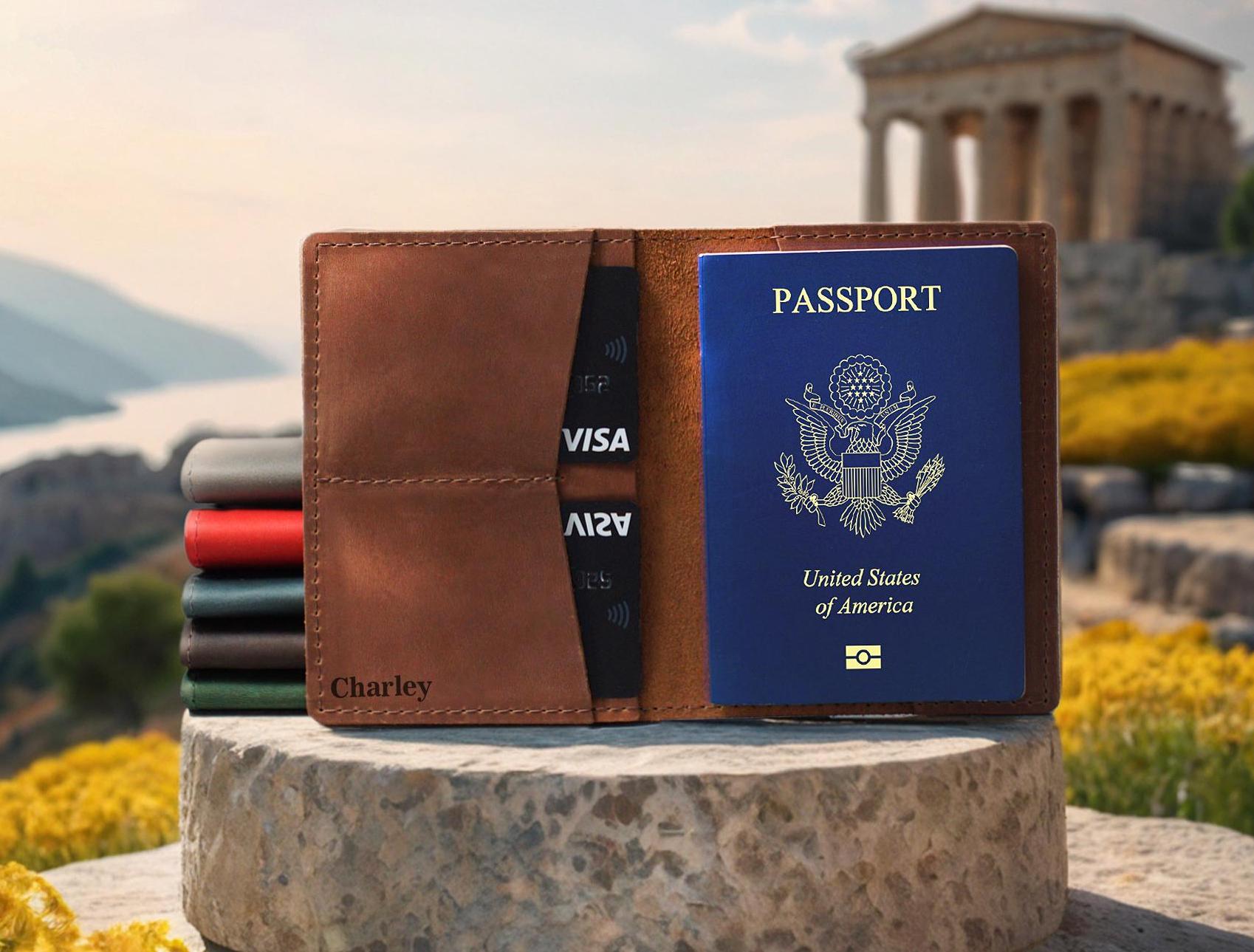 Leather Passport Cover, Passport Holder Personalized, Custom Passport Covers, Passport Wallet, Card Sleeve, Travel Accessories, Gift for Him