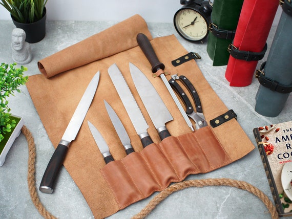 Leather Knife Roll, Personalized Chefs Knife Case, Knives Storage With  Pockets, Roll Leather Organizer for Knives, Chef Bag for Knife Tools 