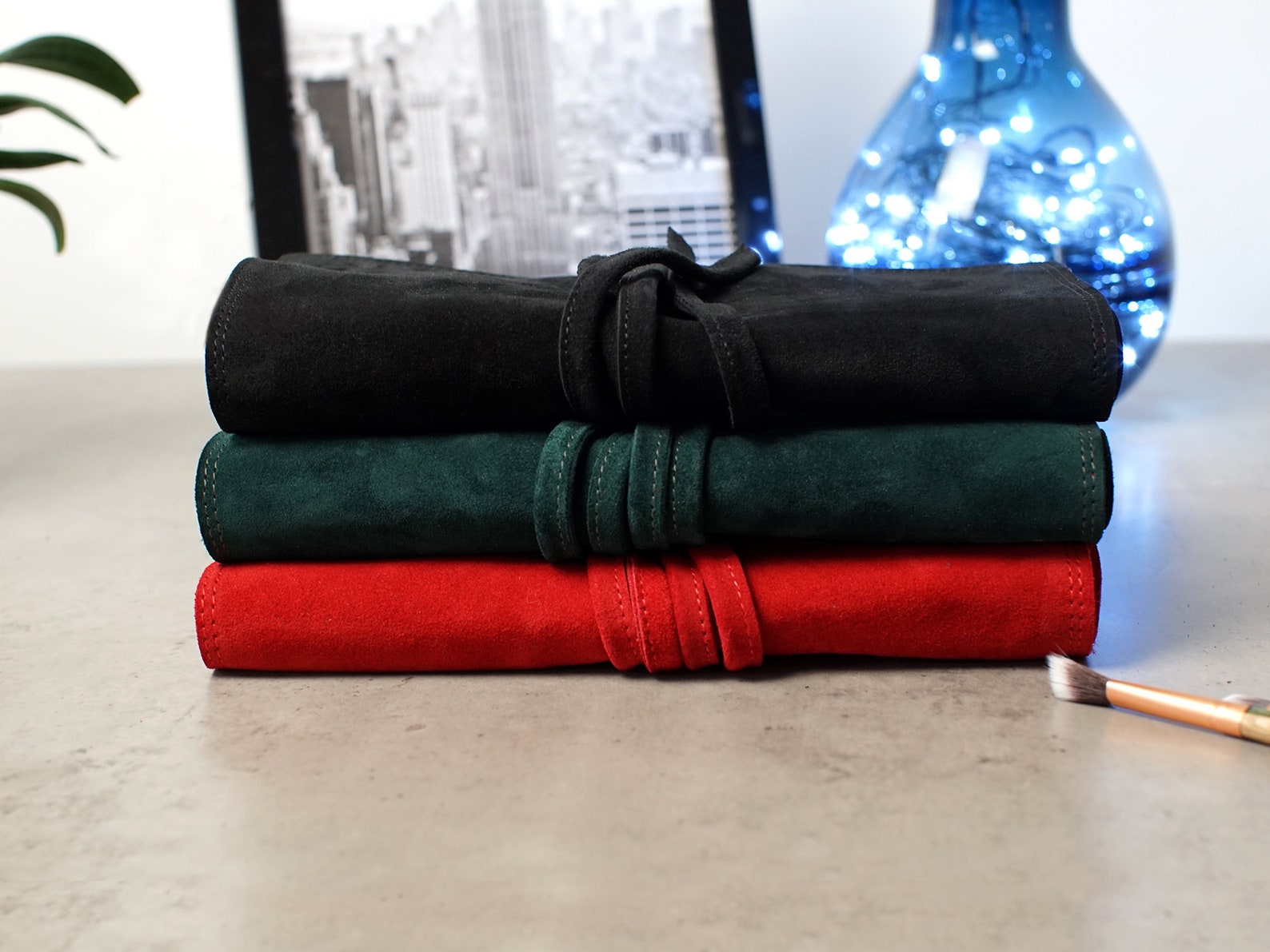 Makeup Brush Roll with Personalization Option Soft Suede Etsy