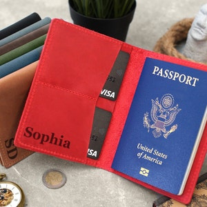 Leather Passport Cover, Passport Holder Personalized, Passport Documents Organizer, Custom Passport Holder, Gift for Women, Travel Gifts