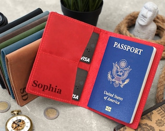 Leather Passport Cover, Passport Holder Personalized, Passport Documents Organizer, Custom Passport Holder, Gift for Women, Travel Gifts