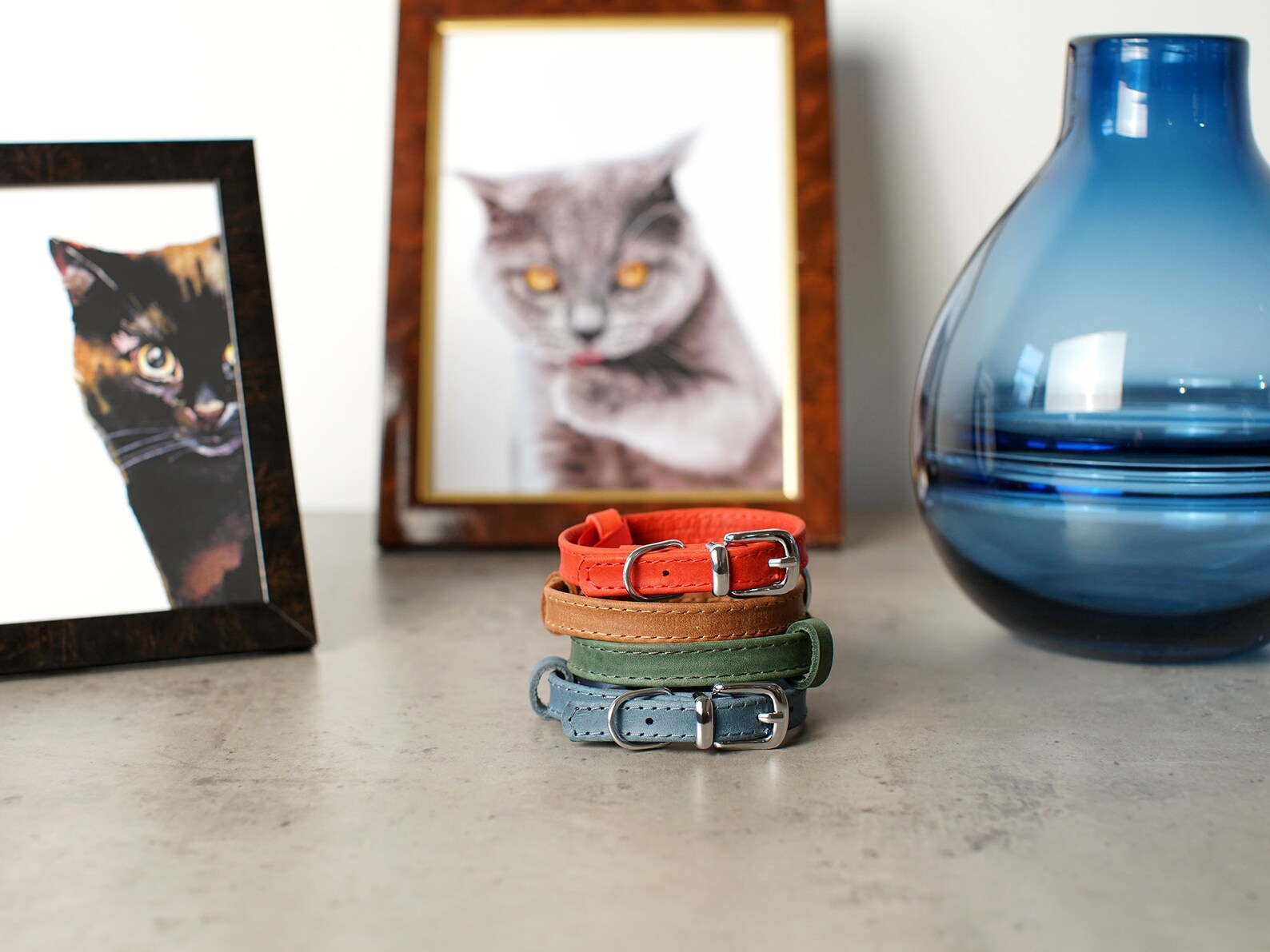 Cat Collar Leather Personalized Pet Collars for Cats Custom Etsy
