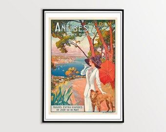 France Ladies Beach Antibes Juan Pins Vintage Poster Repo FREE S//H in USA