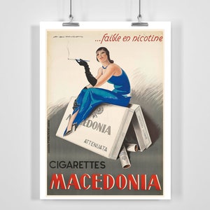 Mazedonien Zigaretten Low Nikotin Vintage Werbeplakat - gerahmt / ungerahmt
