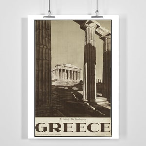 Greece Athens Parthenon Vintage Travel Poster Framed / Unframed