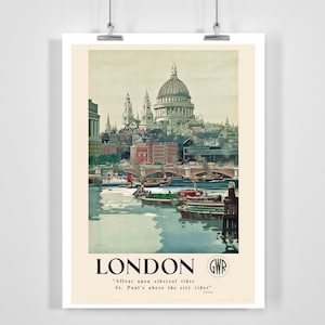 London, St Pauls Vintage Travel Poster - Framed / Unframed