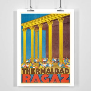 Thermobad Ragaz Schweiz Vintage Poster - Gerahmt / Ungerahmt