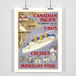 Canadian Pacific Cruises Canada America India Japan Vintage Travel Poster - Framed / Unframed