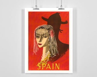 Madrid Spain Vintage Travel Poster - Enmarcado / Sin marco