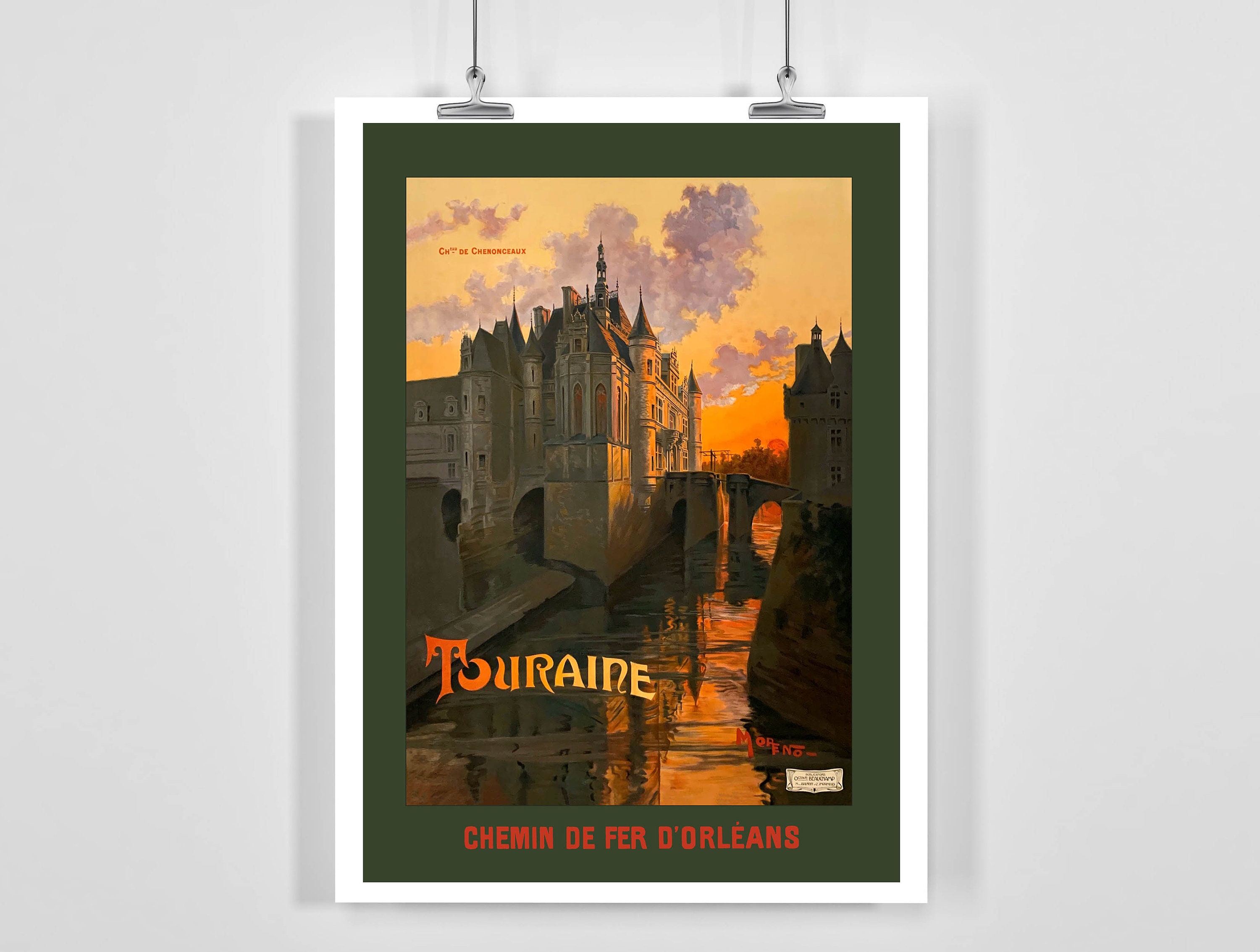 Chateau de Chenonceau Chateau Touraine France Vintage Travel Poster - Framed / Unframed / Canvas