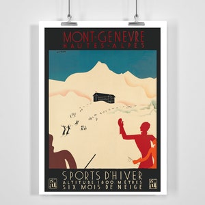 Sport D&#39;Hiver Montgenèvre France Vintage Ski Poster - Framed / Unframed