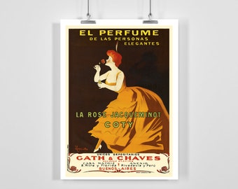 El Parfum... La Rose Jacqueminot Coty Vintage Werbeposter von Leonetto Cappiello - Gerahmt / Ungerahmt