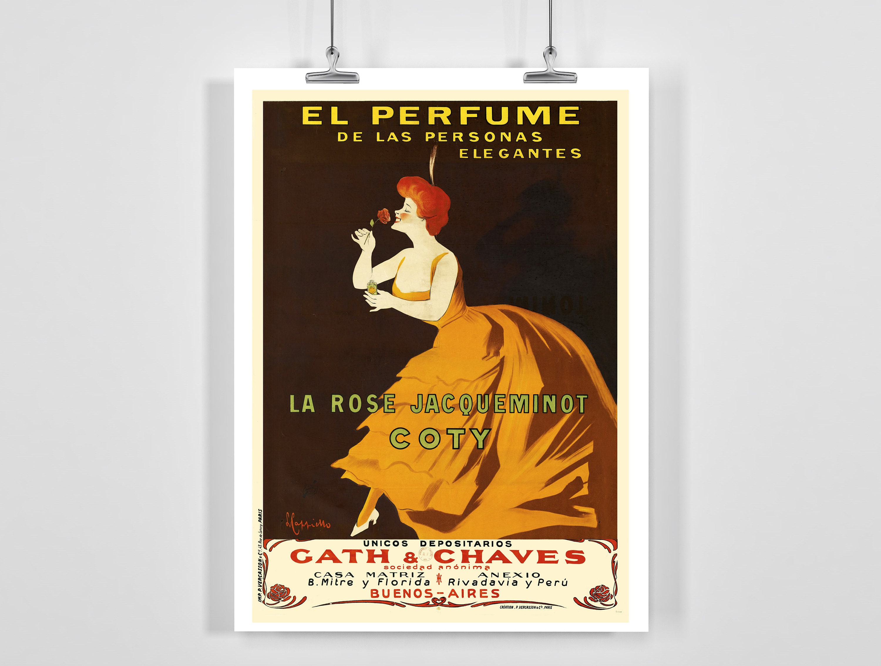 El Perfume La Rose Jacqueminot Coty Vintage Advertising Poster