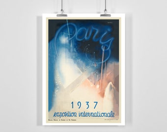 Paris Exposition Internationale France Vintage Art Deco Poster - Framed / Unframed