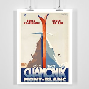 Summer and Winter Sport Chamonix Mont Blanc France Vintage Ski Poster - Framed / Unframed