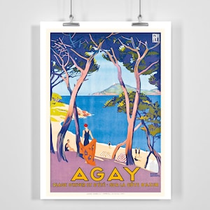 Agay Provence Côte d&#39;Azur France Vintage Travel Poster - Framed / Unframed