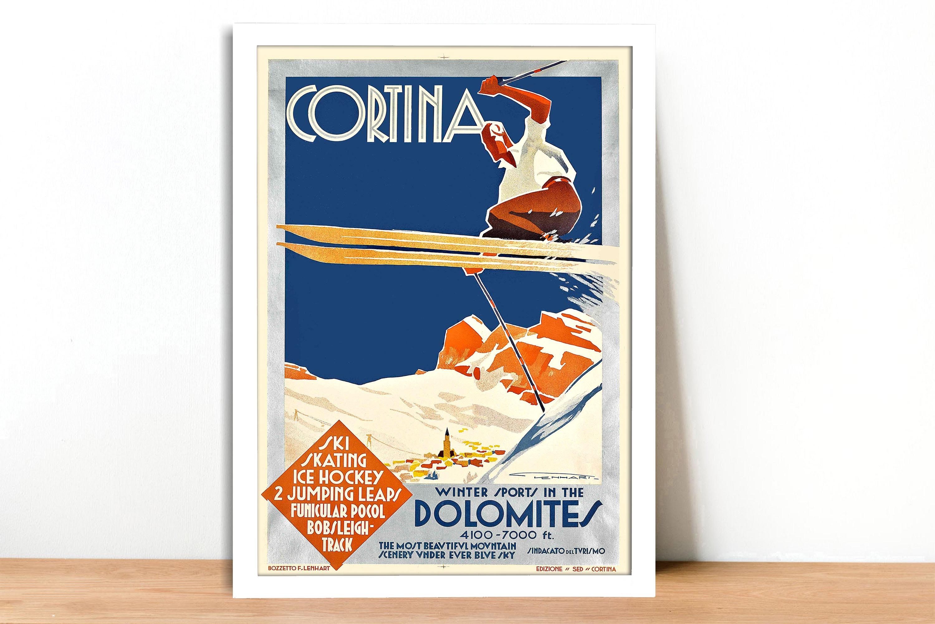 Targa In Metallo Vintage 'Winter Destinations Ski Resorts' 30x20 Cm, Goffrata, Con Cordoncino