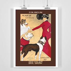 Hundeausstellung Chicago Kennel Club Vintage Werbeplakat - gerahmt/ungerahmt