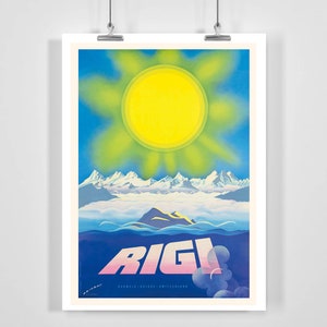 Rigi Switzerland Mountain Snow Ski Vintage Ski Poster - Framed / Unframed