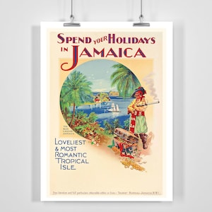 Spend Your Holiday in Jamaica Vintage Travel Poster - Framed / Unframed