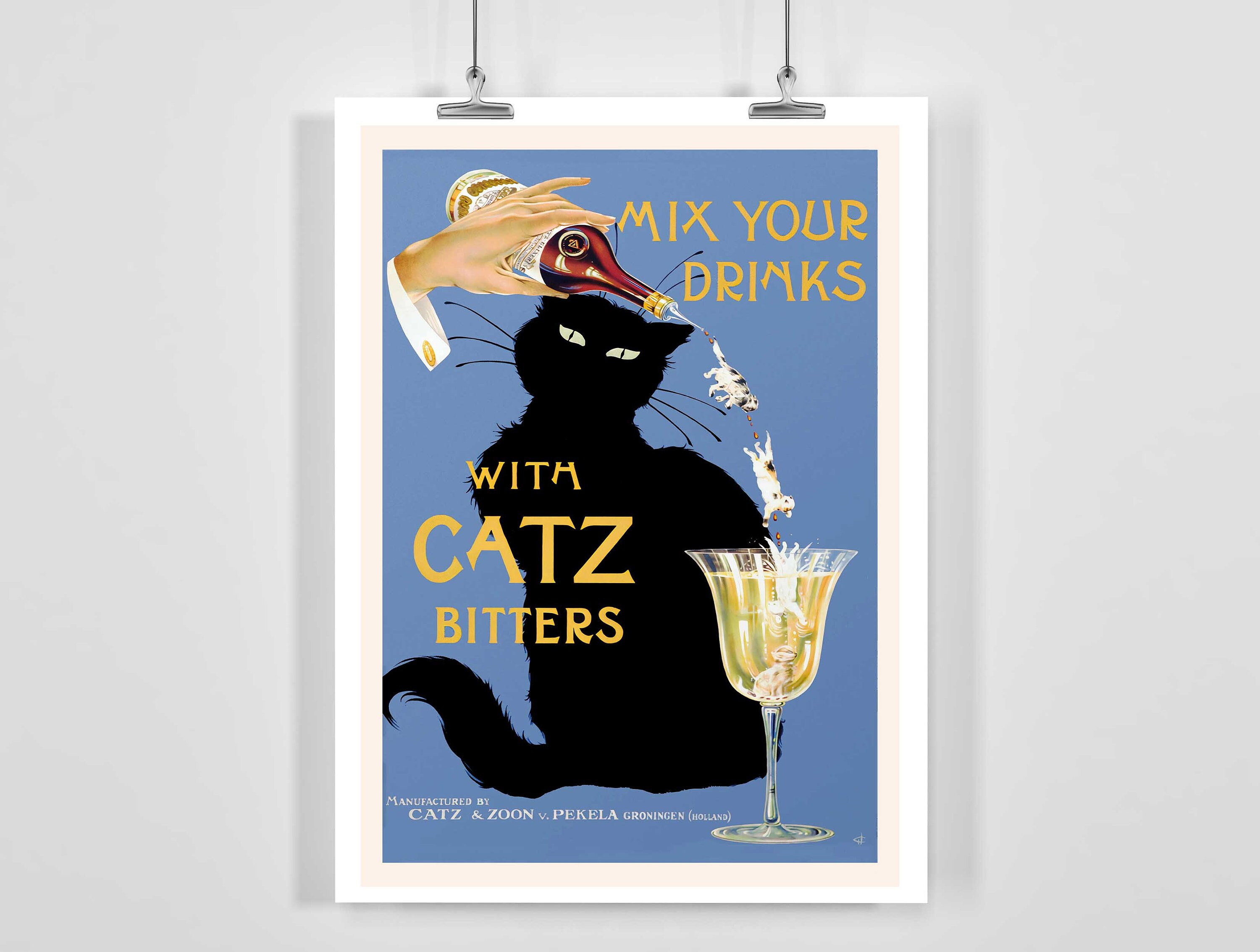 Mischen Sie Ihre Getränke mit Catz Bitters Vintage Food&Drink Poster - Gerahmt / Ungerahmt