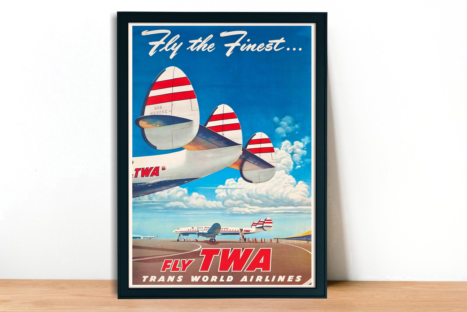 Vintage Retro Plane Airplane Airlines Vintage Travel Poster - Framed ...