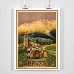 Abruzzo Abruzzi Italy Aouthern Vintage Travel Poster - Framed / Unframed