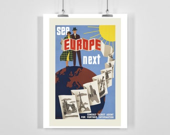 See Europe Next Vintage Travel Poster - Framed / Unframed