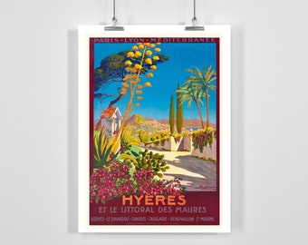 Hyeres et Le Littoral des Maures France Vintage Travel Poster - Framed / Unframed