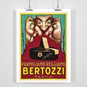 Bertozzi Parmigiano Reggiano, Parma, Italia Póster vintage de Achille Mauzan - Enmarcado / Sin marco