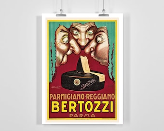 Bertozzi Parmigiano Reggiano, Parma, Italien Vintage Poster von Achille Mauzan - Gerahmt / Ungerahmt