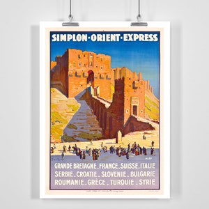 Simplon Orient Express Travel by Train Vintage Travel Poster - Framed / Unframed