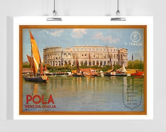 Pola Venezia Giulia Italia Vintage Reiseposter - Gerahmt / Ungerahmt